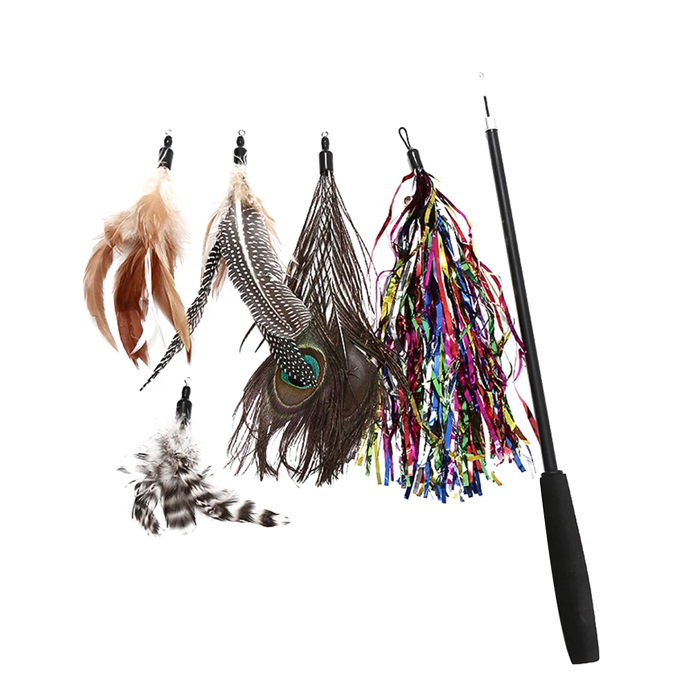 

6pcs Cat Interactive Toys Teaser Set Interactive Rod Telescopic Training Pet Supplies