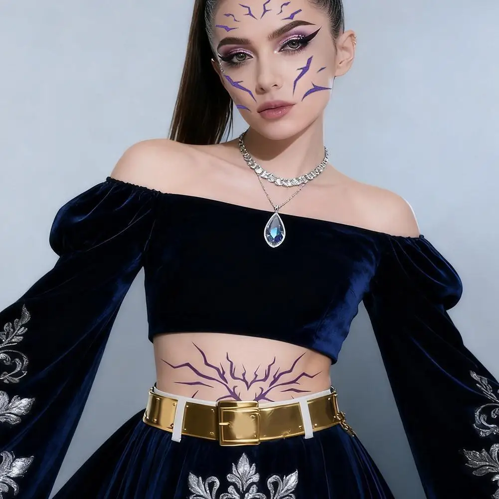 

1 Sheets girl group purple glowing color tattoo sticker Waterproof Face Tattoo Glitter Girls Fairy Princess Party