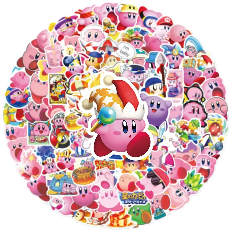 100PCS Kirby Stickers Anime Game Skateboard Fridge Kirby's Dream Land Travel Cute Cartoon Kid Toy Sticker Gift view 2