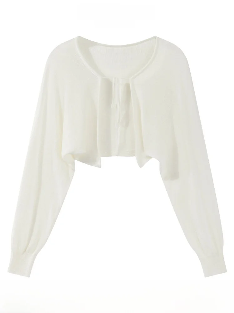 

Loose Long Sve Open Cardigan Women's Summer Lazy Sle Versatile Knitted Sweater Light Beige Comfortable Fit Casual Knitwear