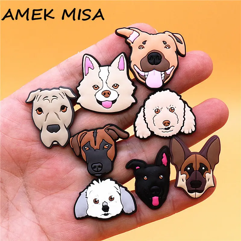 Single Sale 1pcs Lovely Dog PVC Shoe Buckle Decorations Dog Avatars Shoes Charms Clips Clog Pins Accessory Fit Kids Xman Gifts