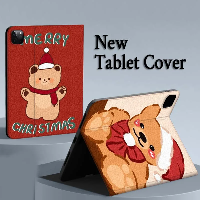 حافظة دمية دب لطيفة لعيد الميلاد لجهاز iPad Air Mini Pro 7 6 5 9.7 11 10.5 12.9 تابلت للنوم/الاستيقاظ التلقائي #1