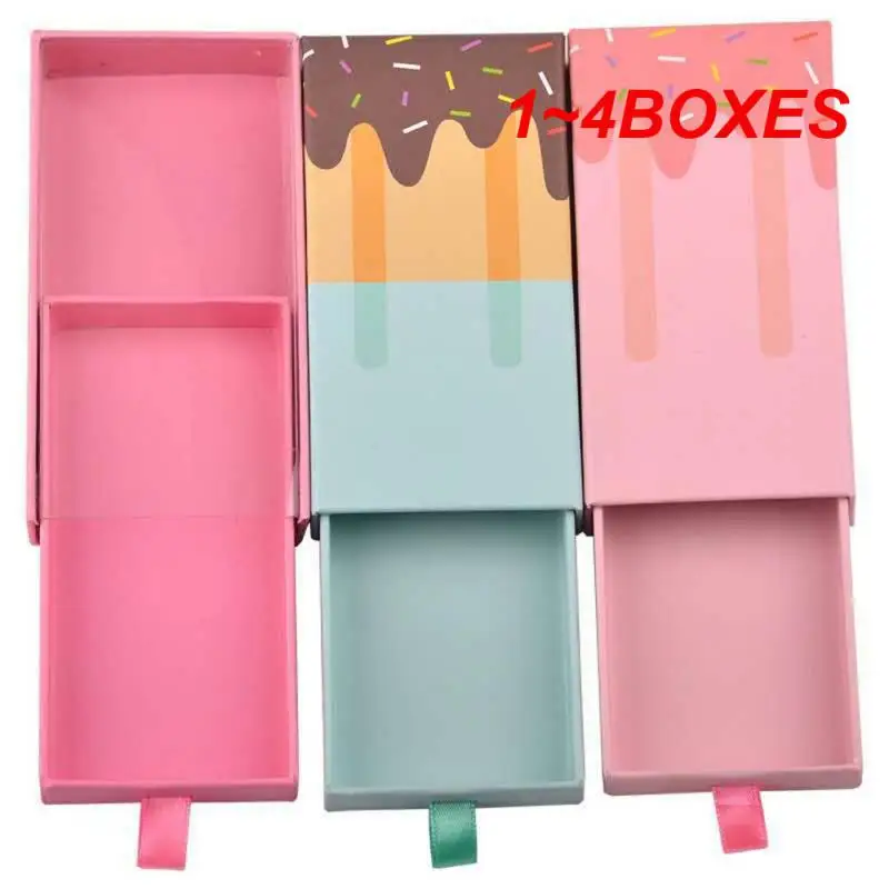 1~4BOXES Popsicle Drawer Beautiful For Kids Party Paper 11.5×6×2cm Storage Boxs Eyelash Ice Cream Box Fashion All-match