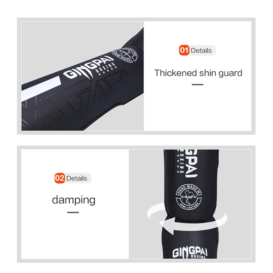 One Pair High-Quality PU Leather Boxing Shin Guards Ankle Protector MMA Muay Thai Training Leg Warmers Light Kicking Shin Pads