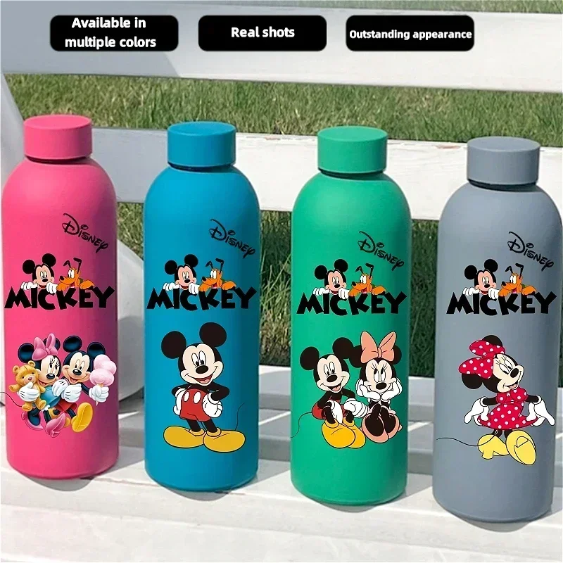 Disney 500ML Insulated Cup Sports Small Mouth Bottle Mickey Mous Double-layer Vacuum Stainless Steel Cola Coffee Frosted Bottle