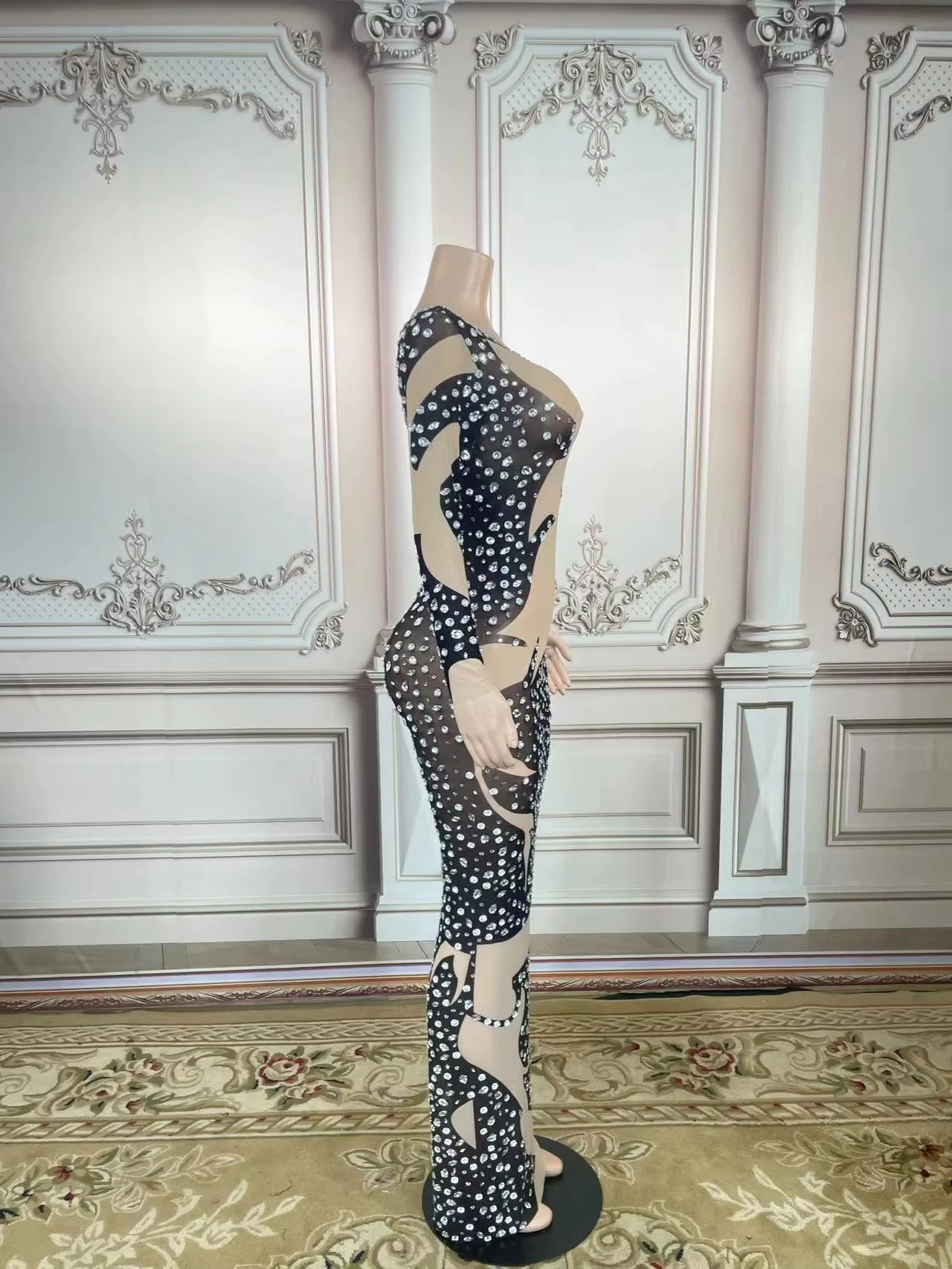 Vestidos de lujo de manga larga con diamantes de imitación de cristal, vestidos sexis para discoteca, vestidos de baile de boda ajustados para mujer, vestidos de noche, vestido Maxi de graduación