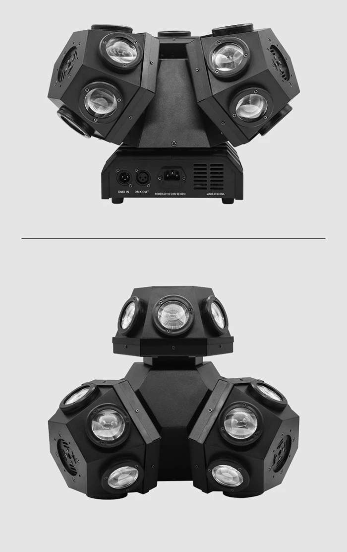 Dreiköpfiges rotierendes bewegliches Kopflicht, 18 x 10 W, KTV-Tanzsaal, Bar, Bühne, Disco, 3 Armrollen, stroboskopische Weihnachtslaserlichter – Detail 4