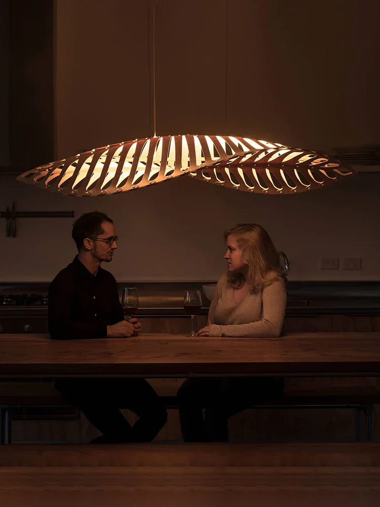 

Nordic Wabi Sabi Fish Bone Wood Ceiling Pendant Light Home Deco Living Room Led Chandelier Bar Cafe Hanging Lamp Lustre Fixture