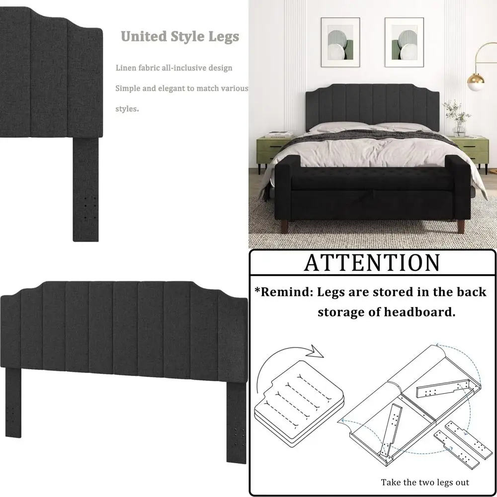 

Настенное изголовье кровати King Size из льняной ткани, с мягкой обивкой, простая сборка, серое