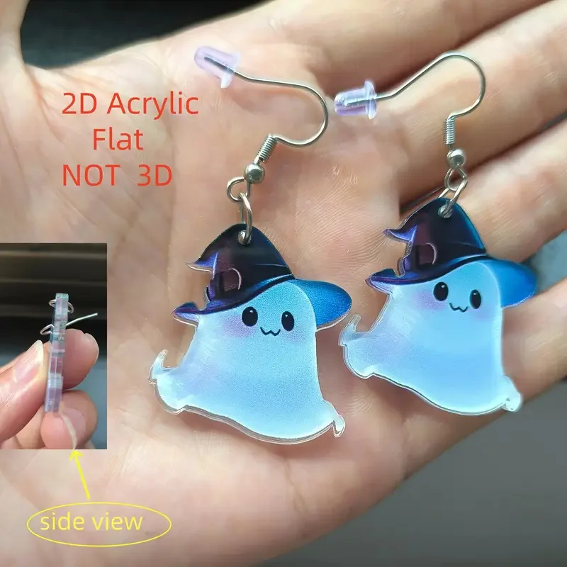 

New cartoon witch hat earrings cute Halloween acrylic creative personality ghost pendant earrings