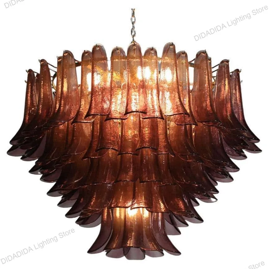 Lustre moderne en forme de branche argentée, lustre en verre fer à cheval de Murano, lampe suspendue à intensité variable pour salle à manger, décoration pour plafonds
