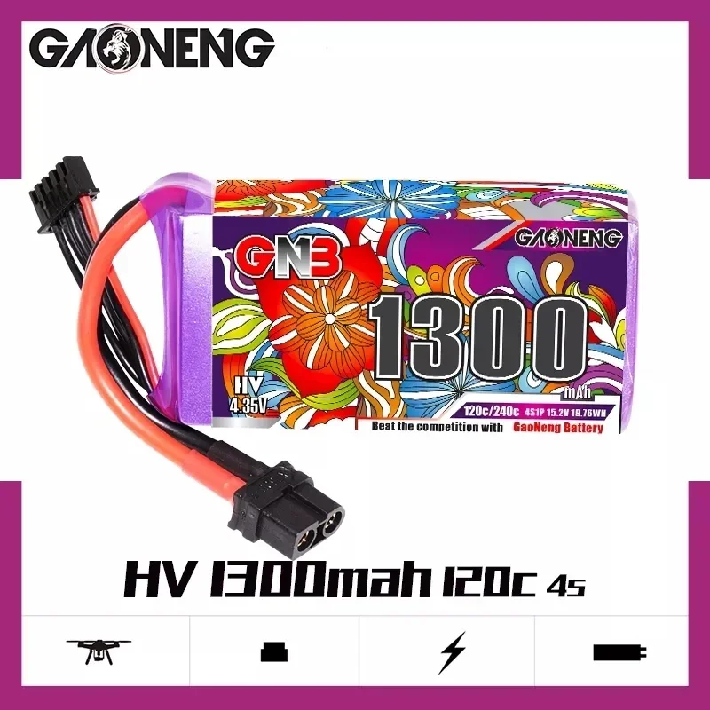 GAONENG Nen GNB 1300mAh 120C 4S 15.2V 6S 22.8V LiHV LiPo Battery With XT60 High Voltage for RC FPV Racing Drone