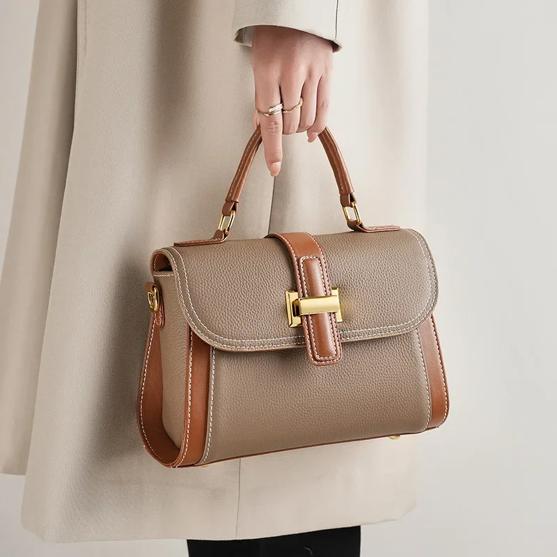 

Advanced Texture Fashion Handbag Messenger Bag Special Interest Light Luxury Shoulder Bag All-Match Genuine Leather Women's Bag