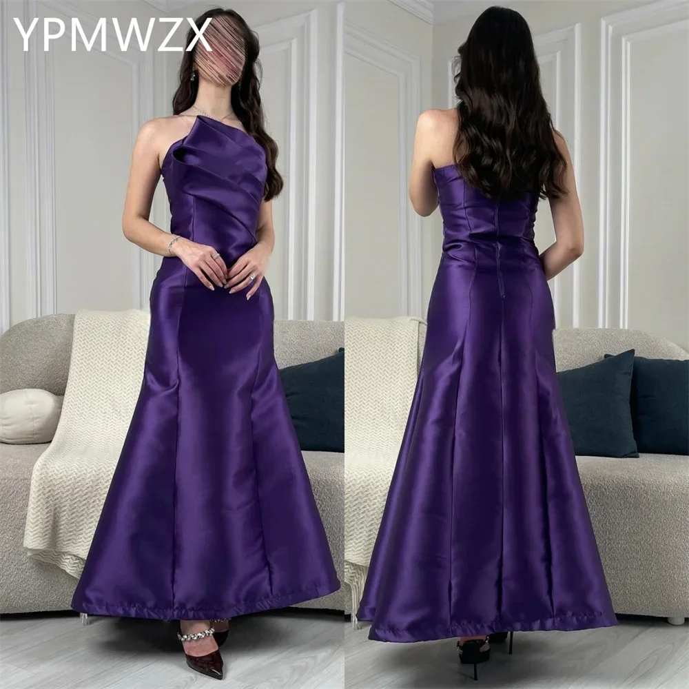 

Customized Party Dress Occasion Prom Gown YPMWZX Strapless A-line Floor Length Skirts Draped Bespoke Dresses Evening F