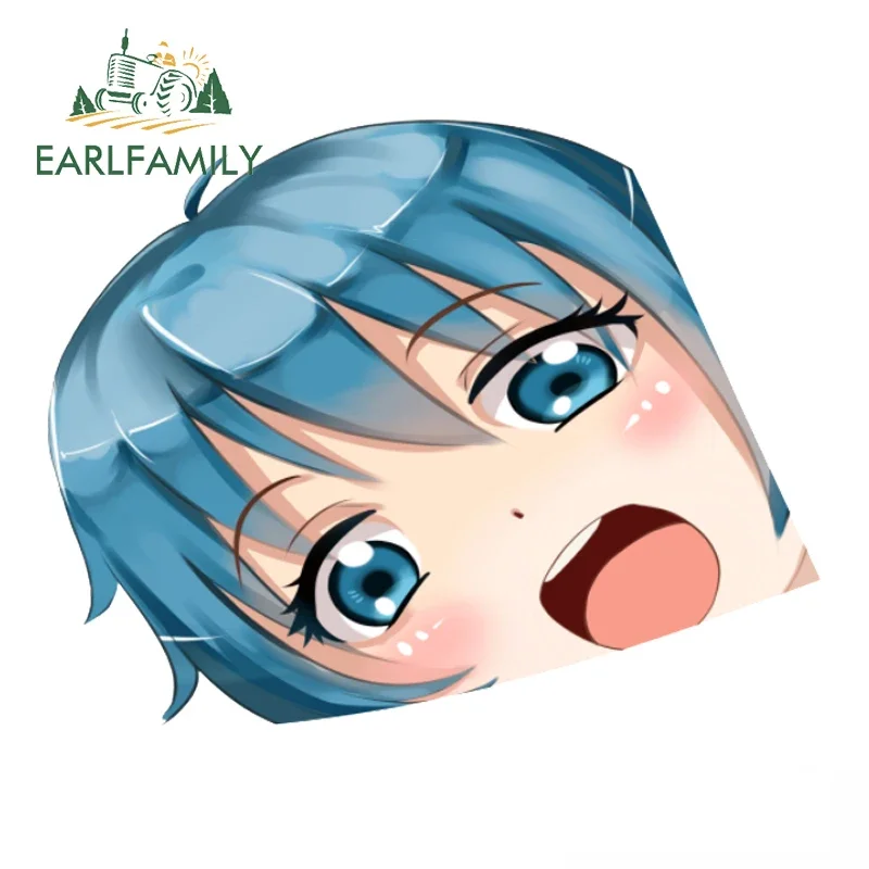 EARLFAMILY Japan Waifu Peeker Car Sticker Big Head Anime Vinyl JDM Rear Windshield Trunk Decal Cartoon Peek Girl Car Styling view 2