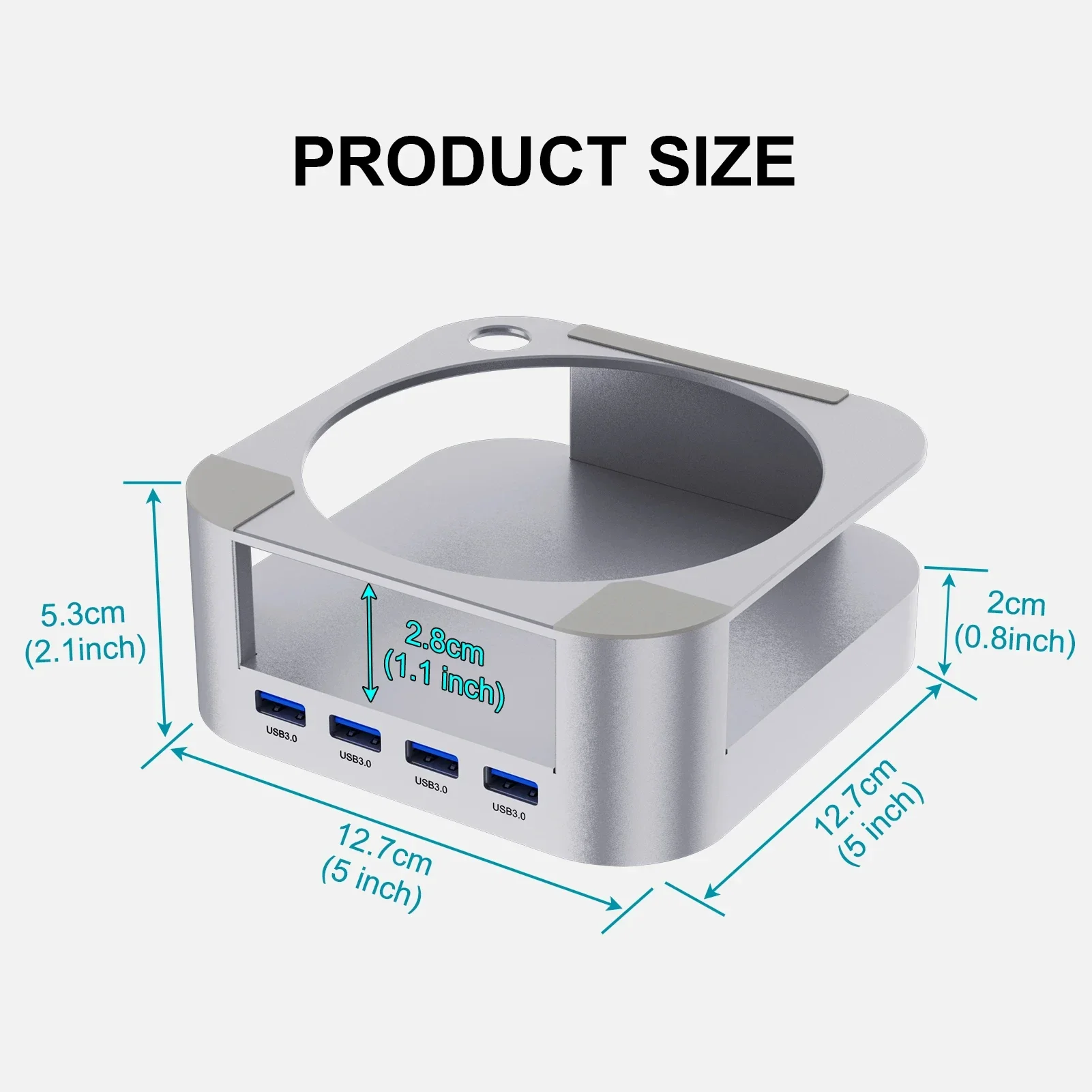 Stazioni di aggancio con staffa per Mac Mini M4/M4 Pro Docking station USB Hub USB 3.0 Trasferimento 5Gpbs Hub di tipo C Supporto da tavolo per PC