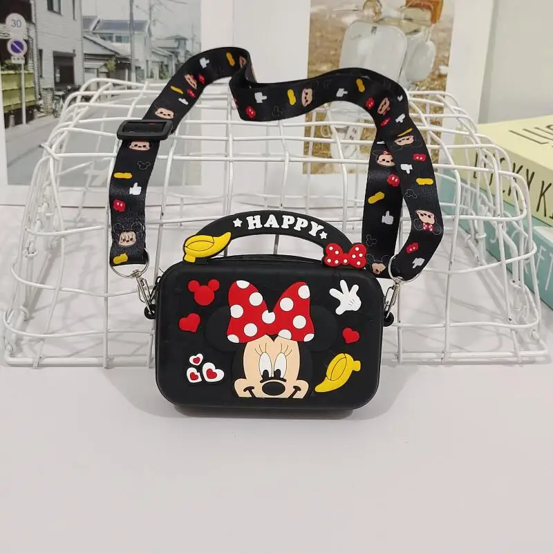 Disney Children Shoulder Bags Mickey Mouse Minnie Cartoons Crossbody Bag Girls Coin Purse Silica Gel Waterproof Small Square Bag