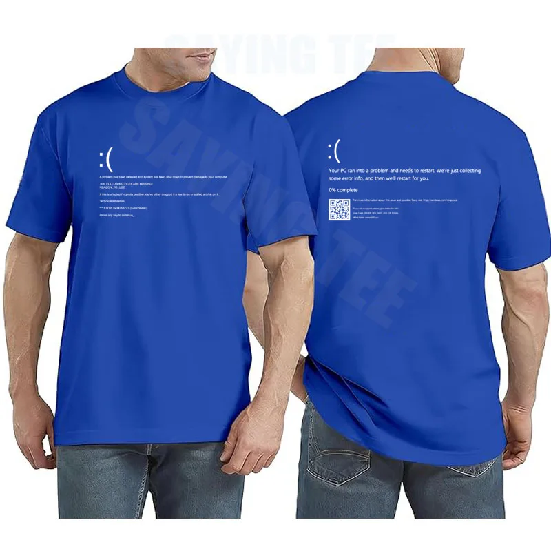 Lustiges Blue Screen of Death Geek Halloween Party Grafik-T-Shirt für Männer, Mode 404-Seiten-Druck, Programmierer Casual T-Shirt aus Baumwolle – Detail 10
