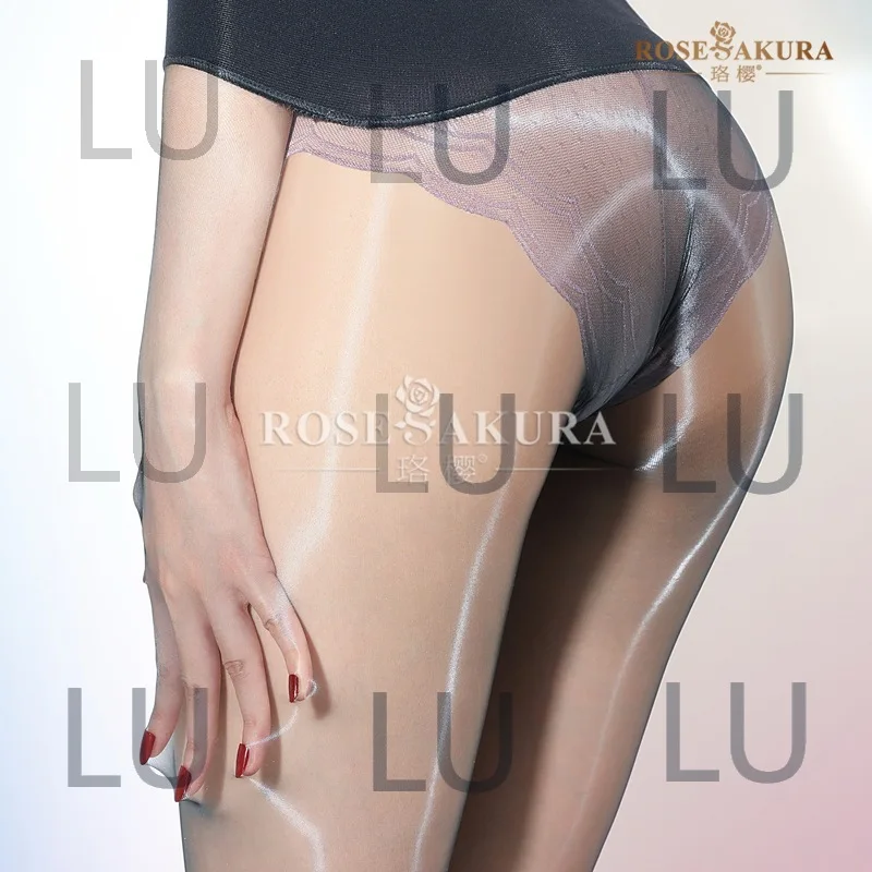 

2025 new 8546 magic 3D glare two-color smudge oil-shiny seamless deep crotch pantyhose sexy black stockings double yarn
