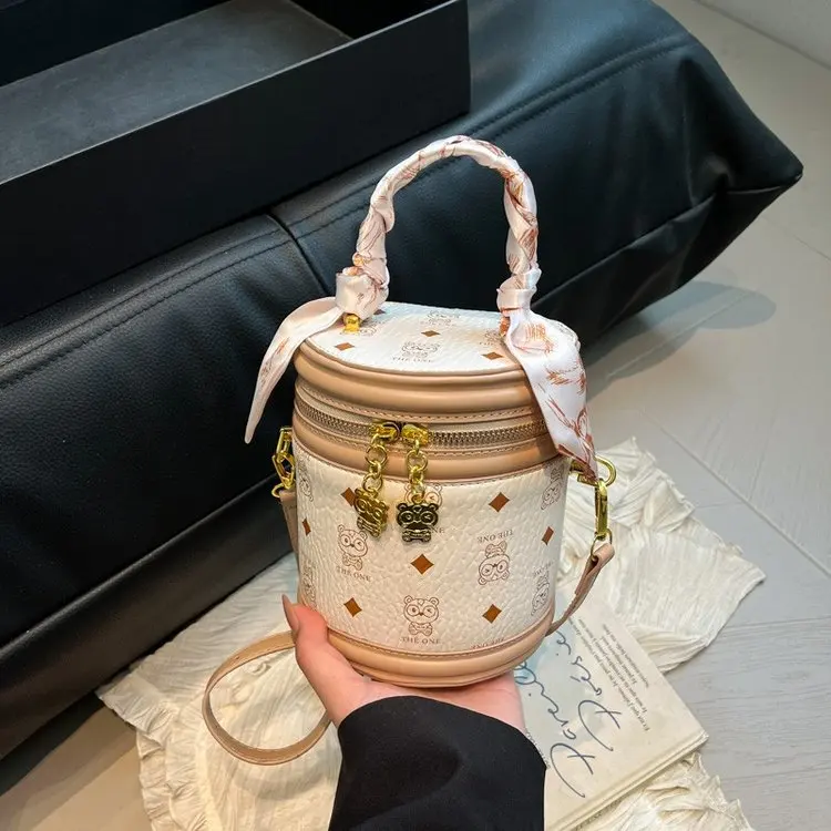 

2026 New Women's Vintage Monogram Bucket Bag, Luxury Shoulder Crossbody Bag, Elegant Purse for Daily Use Ladies Hand Bags