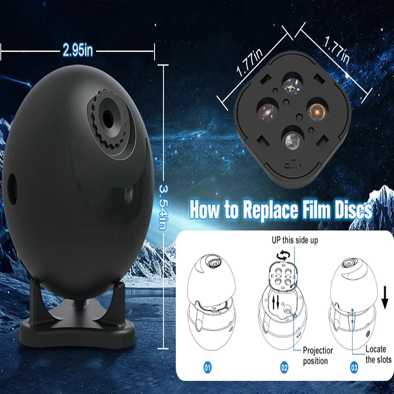 غالاكسي ستار العارض ضوء الليل 12 فيلم أقراص الترا HD الإسقاط الهمس الهدوء USB بالطاقة ضوء الإسقاط هدية للأطفال #5