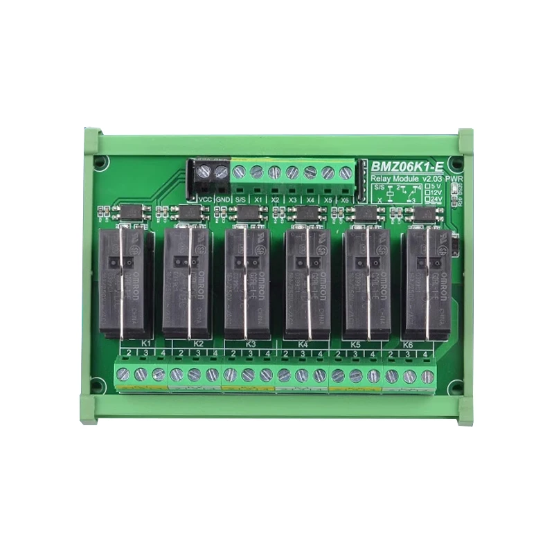 6CH DIN-Rail Optocoupler Isolated Pluggable Relay Module Contact Capacity Maximum 16A Trigger Signal 1.8V/3.3V-5V/12V/24V