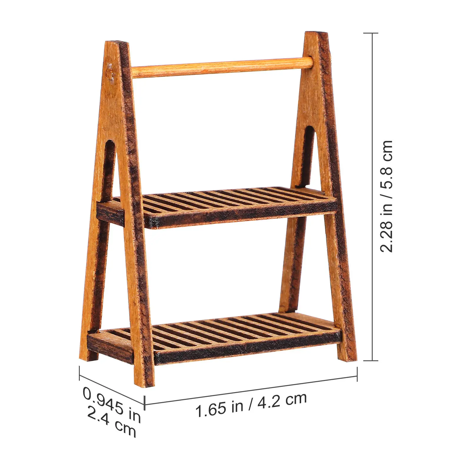 Double Layer Wooden Bread Stand for Dollhouse – Mini Shelf for Pretend Play & Miniature House Accessories