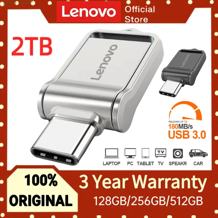 Lenovo High Speed USB Flash Drives Metal U Disk 2TB 2 w 1 Dual-Use OTG USB 3.0 Type-C Interface Przenośny pendrive do laptopa