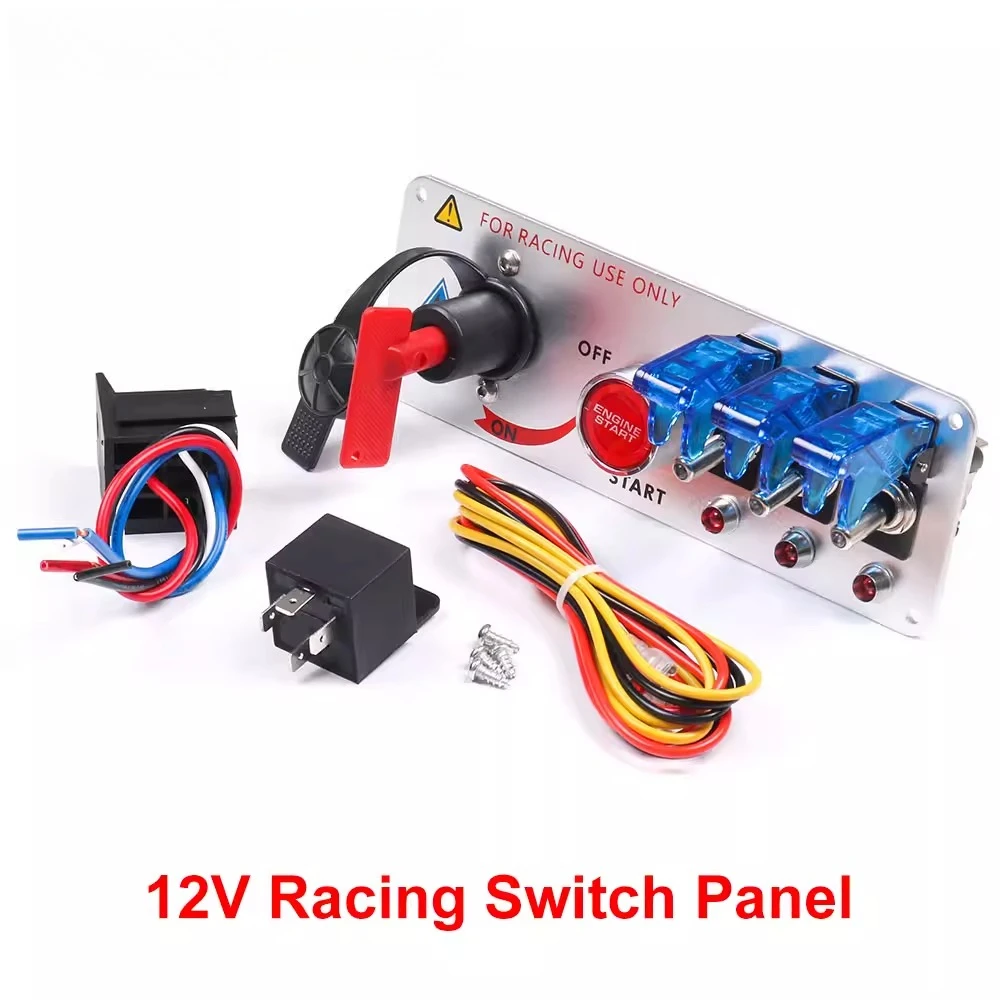 

Car modification LED ignition switch, one-click start combination panel 12V racing engine start power-off switch