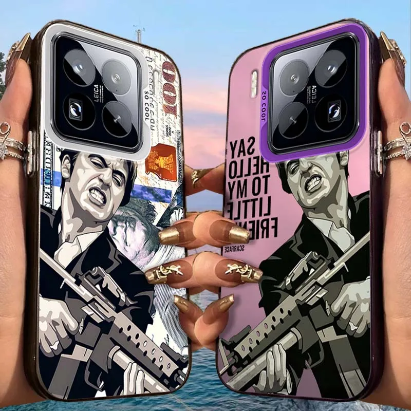 T-Tony M-Montana S-Scarface Capa fosca para Xiaomi Mi 15 14 14T 13 13T 12 12T 12X 12S 11 Lite POCO M6 Pro 5G 4G Capa acrílica