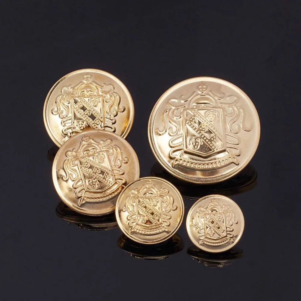 50pcs Metal Blazer Button Set Emblem Crest Vintage Shank Buttons 15mm 18mm 23mm 25mm 30mm for Blazer Suits Coat Uniform and