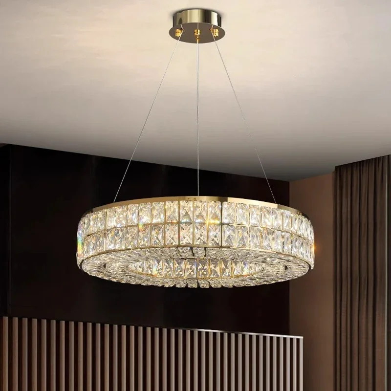 

Modern Luxury Crystal Villa Hanging Chandelier for Living Room Kitchen Dining Table Home Decor Suspension Design Lamp Fixture