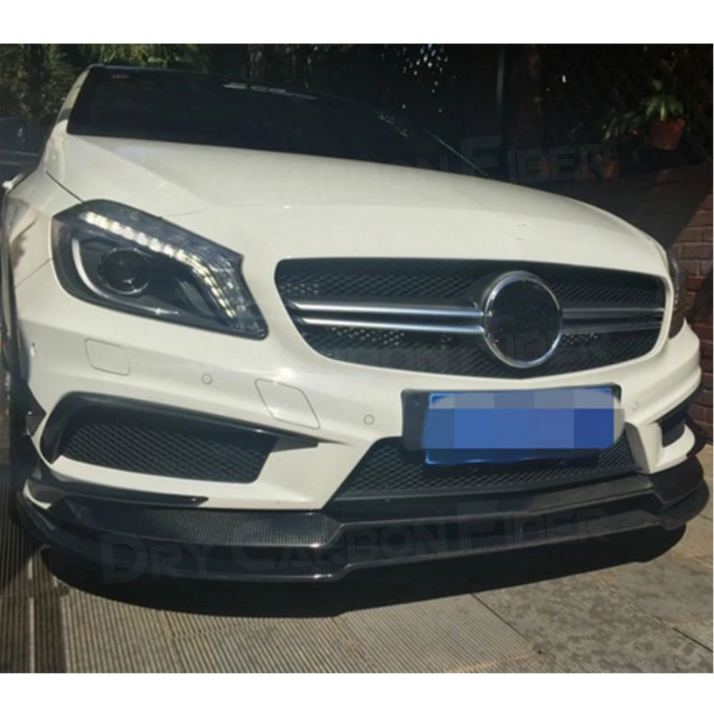 Sport Bumper Body kit Carbon Fiber Double Layer Front Bumper Lip Spoiler Splitter for Benz A Class W176 A180 A200 A260 2013-2015