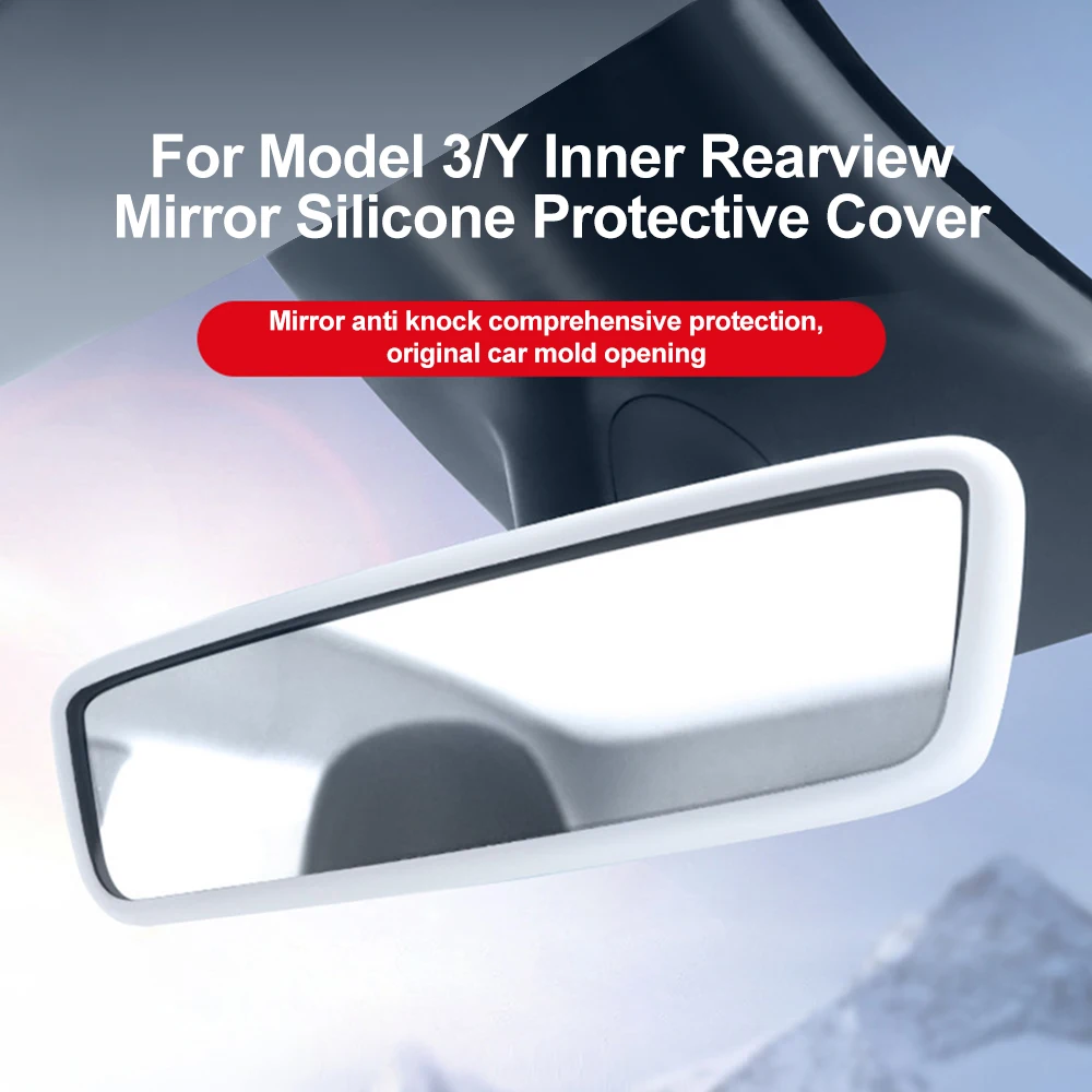 غطاء مرآة الرؤية الخلفية للسيارة ، حافظة مطاطية من السيليكون ، واقي الرؤية الخلفية ، إكسسوارات داخلية للسيارات ، موديل تسلا 3 ، Y ، S ، X