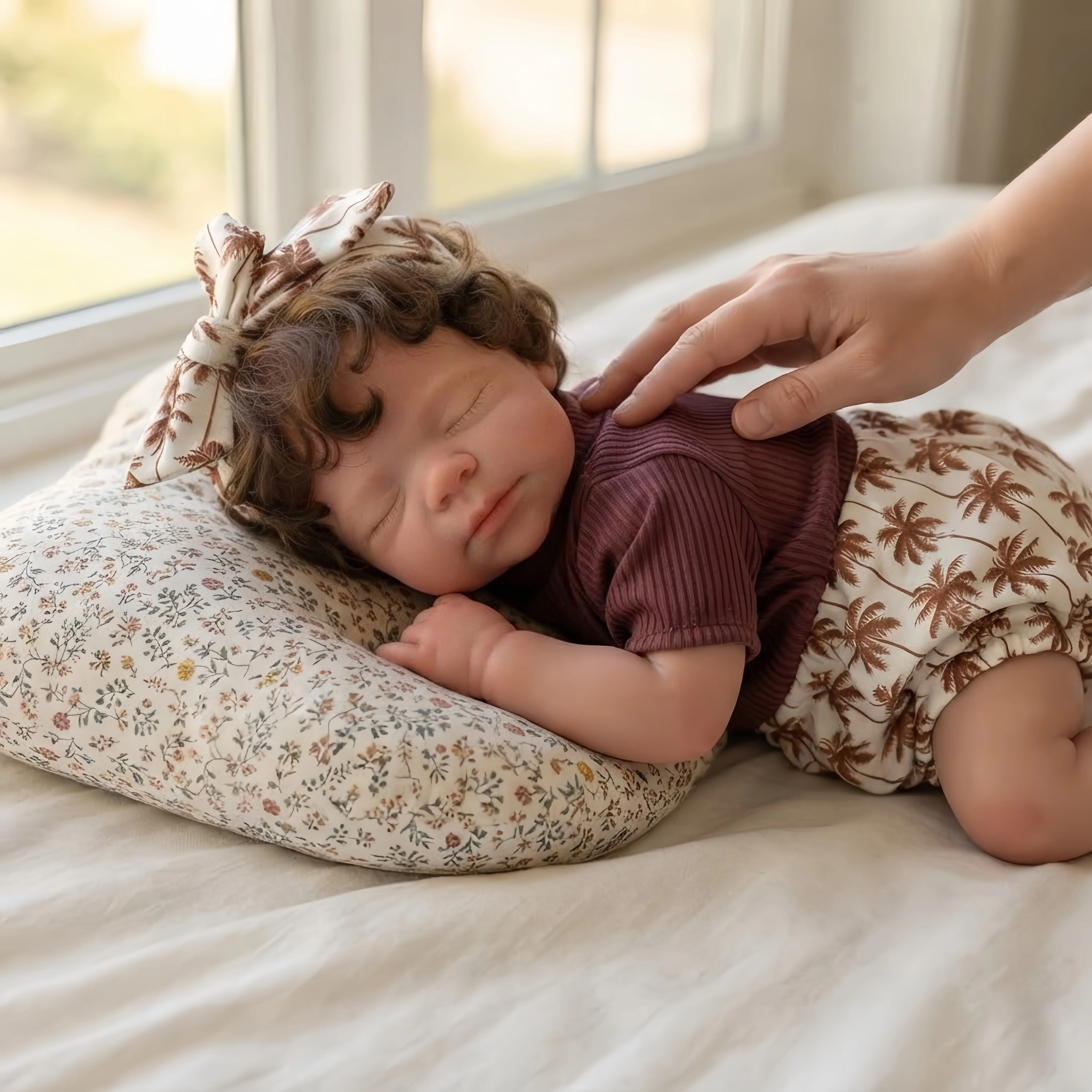 45CM Pascale Full Solid Silicone Reborn Doll, Open Mouth With Rooted Hair, Handmade Lifelike Washable Collectible Toy
