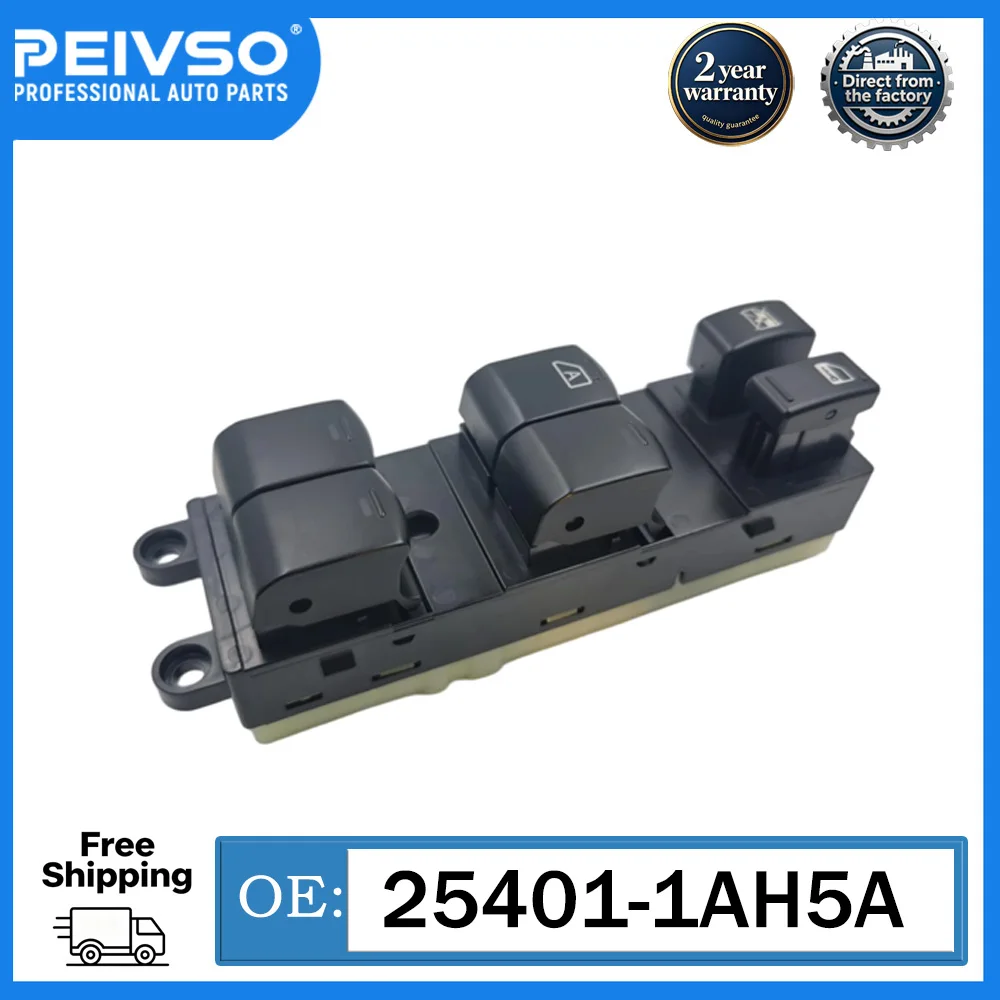 PEIVSO 254011AH5A Front Left Power Window Switch Driver Side Fit for Nissan 25401-1AH5A