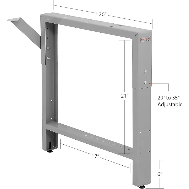Каркас стола верстака Глубина 20 дюймов — серый — регулируемая высота от 29 до 35 дюймов