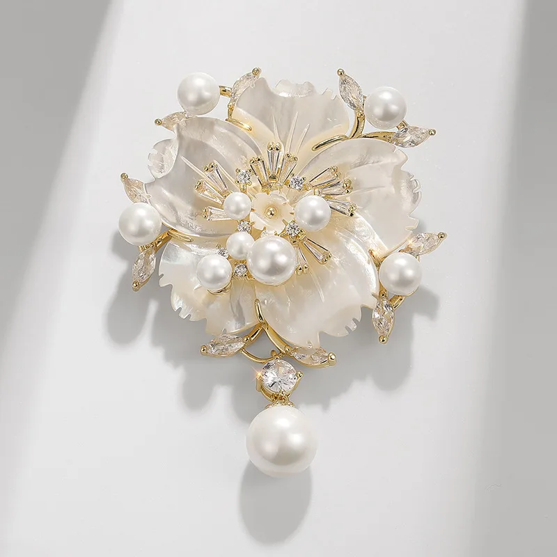 Classic Versatile Natural Shell Rose Brooch Mother Shell Flower Brooch Accessories Wholesale