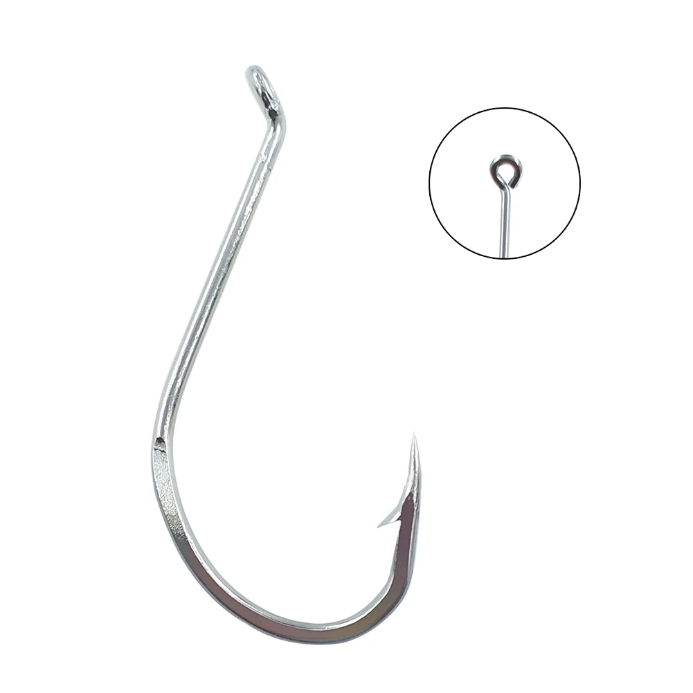 20-1000PCS Offset Fishing Hooks Stainless Steel Saltwater Freshwater Bass Trout Fishing Single Hook Catfish Fly FishHook