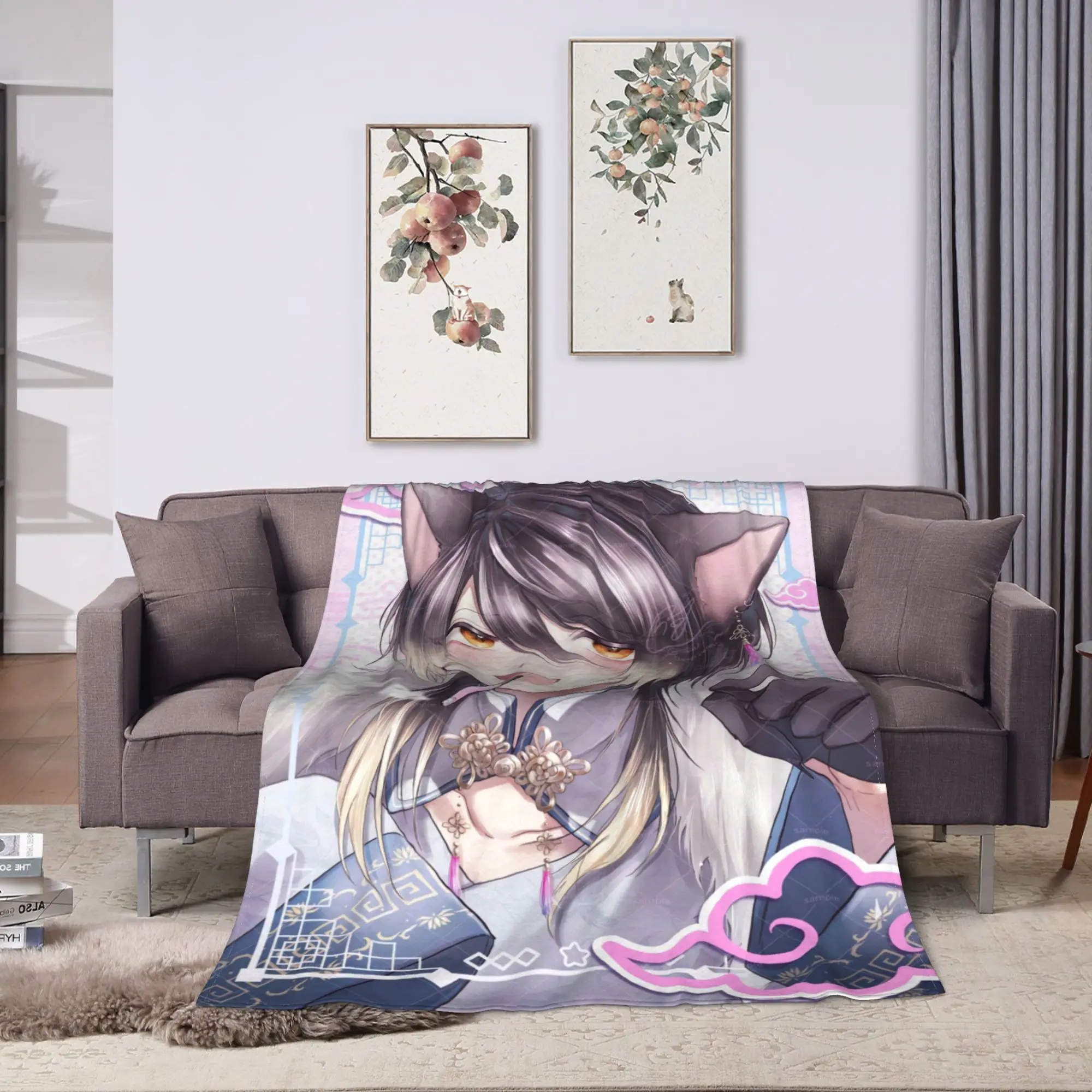 Anime K-Kasurich-H Flannel Blankets  Super Soft Throw Blanket for Outdoor Travel Novelty Bedspread Sofa Bed Cover