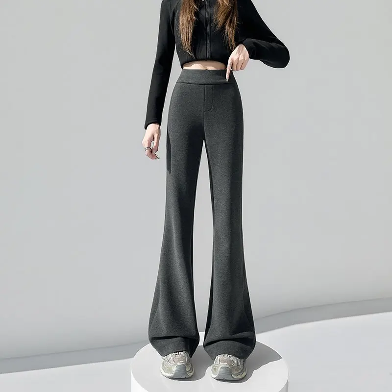 Pantaloni a gamba larga a vita alta Ele Autunno Inverno Nuovi pantaloni lunghi fino al pavimento in lana acetata foderata Sle Fce da donna