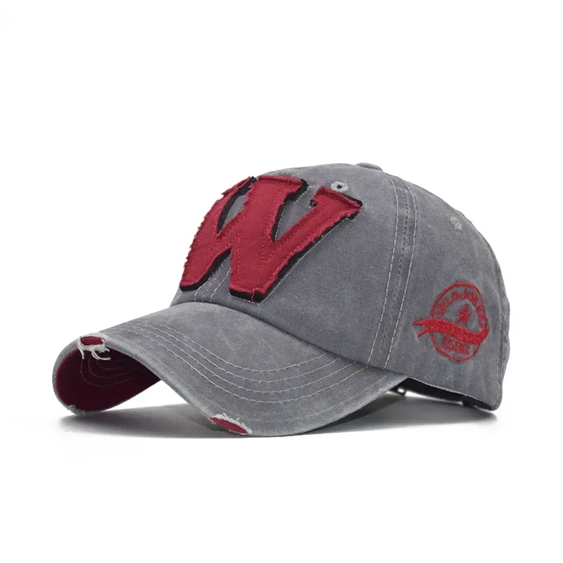Baseballkappe mit besticktem Buchstaben W, Snapback-Kappen, Knochenkappe, Distressed-Look, passgenaue Kappe für Herren, individuelle Hüte – Detail 6