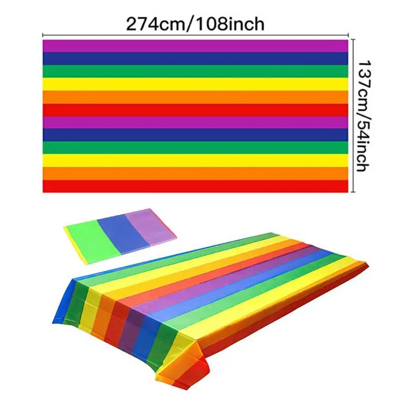 Rainbow Table Tablecloth | Waterproof Rectangular Table Cover | Colorful Rainbow Theme Birthdays Party Supplies 54 X 108 Inches