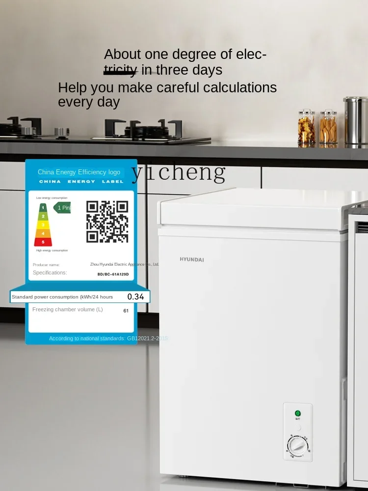 Modern Mini Fridge First-Class Energy Efficiency Household Small Frozen Fresh-Keeping Refrigerated Horizontal Refrigerator