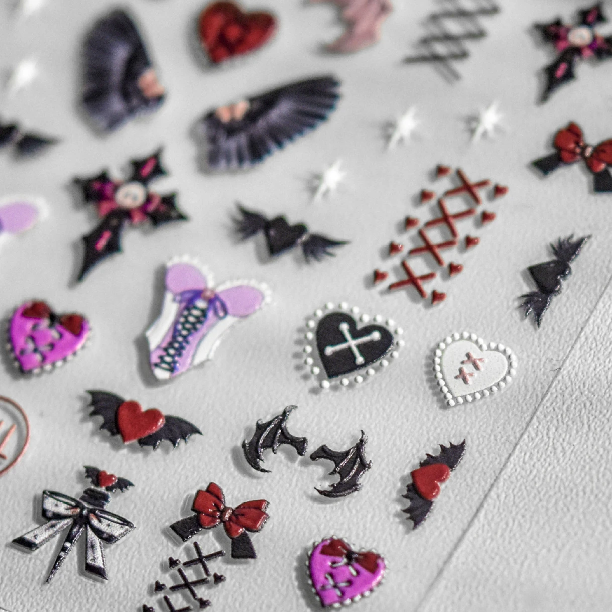 Wing Cross Bra Bat Love Heart Rose Flower Butterfly Horror Skeleton Halloween Bunny Pumpkin Bear Nail Art Sticker Manicure Decal