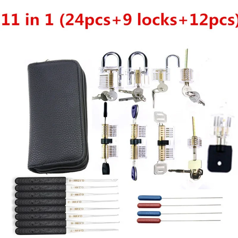 GOSO 24PCS Transparent Practice Locks pick Set Locksmith Tools