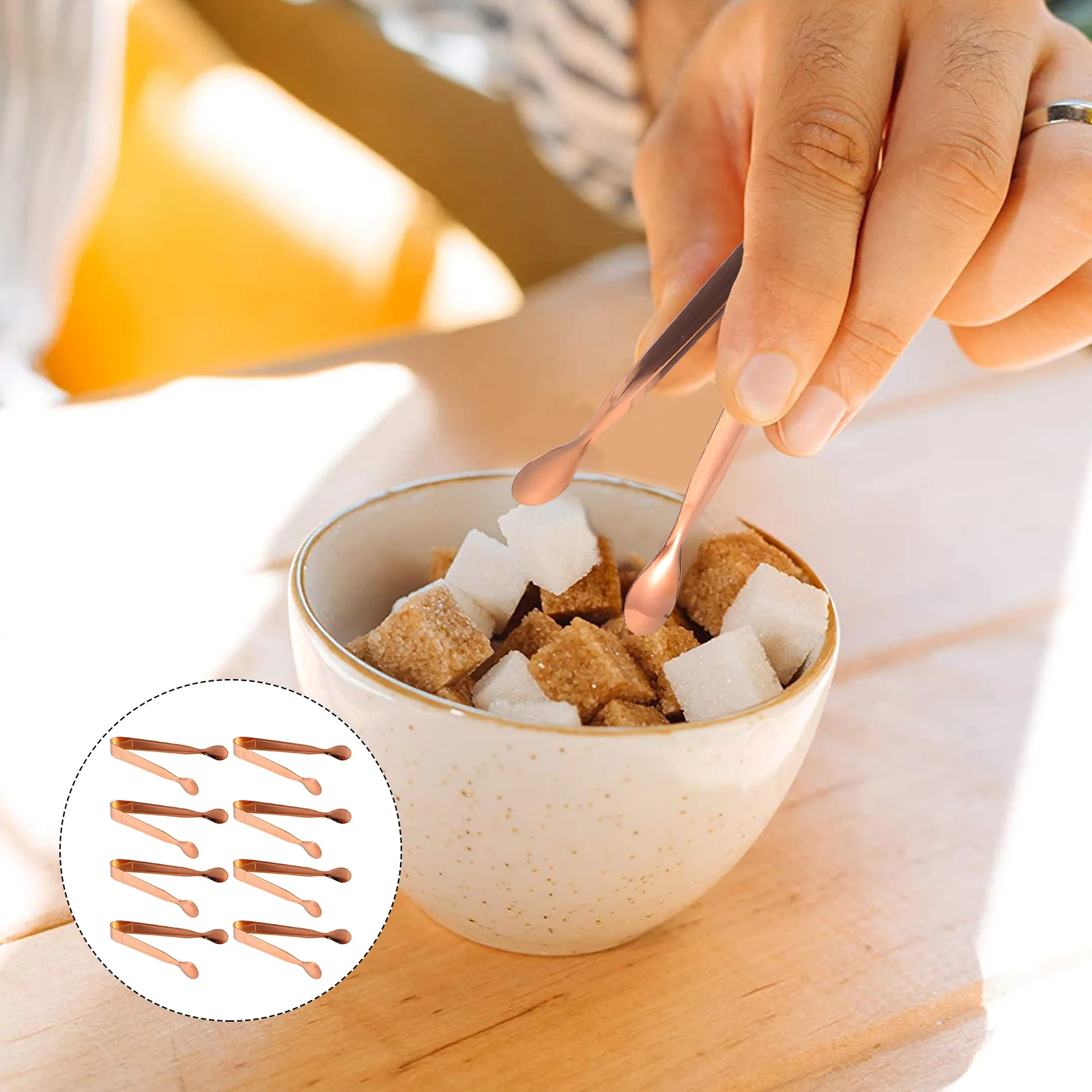 

8 Pcs Stainless Steel Ice Clip Heat Resistant Rust Proof Cocktail Bartender Tool Ice Tongs Barbecue Kitchen Gadget