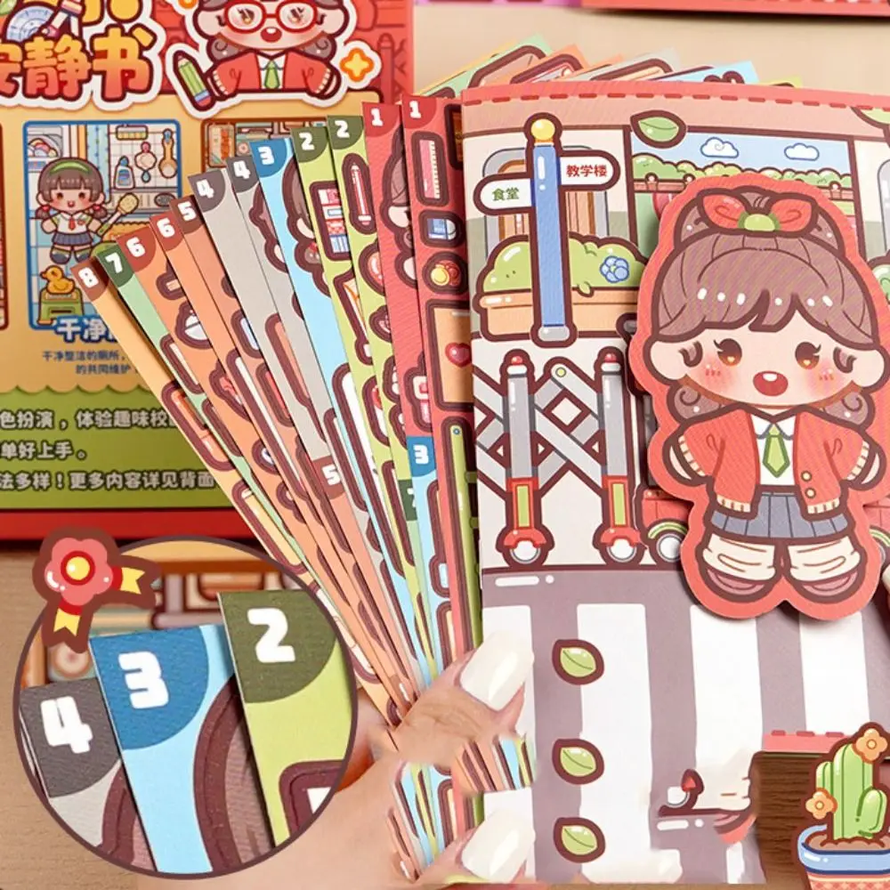 Mão livro livro de atividades artesanal livro silencioso papel adesivo livro telado ocupado livro kawaii anime diy cena material adesivo diy