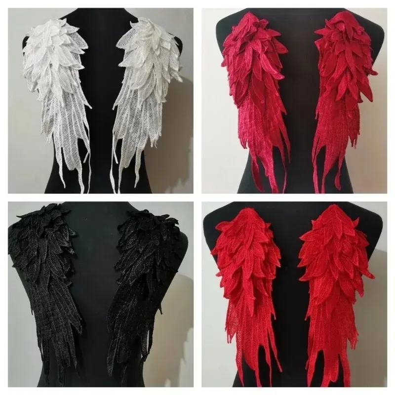 

1 Pair,Three-dimensional Flower Water Soluble Embroidery Wings Multi-layer Sticker PatternDIY Wedding Dress,Clothing Accessories