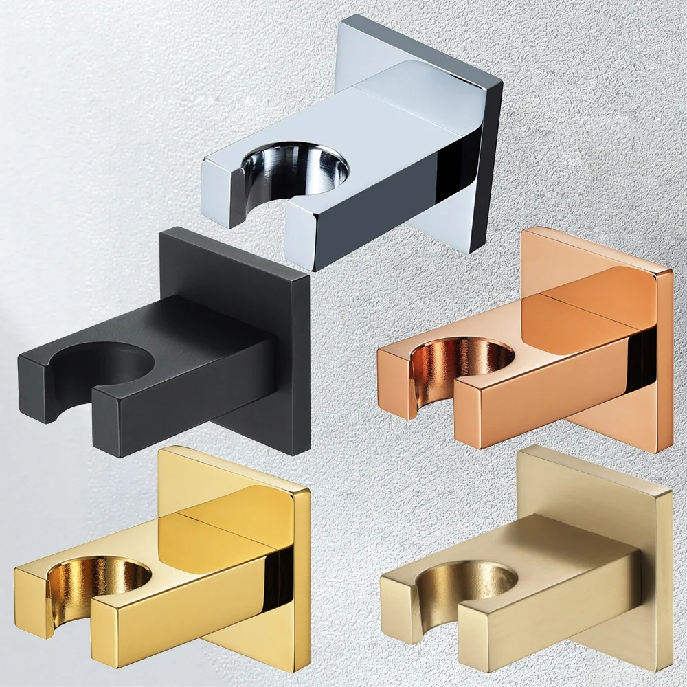 

Shower Base Without Water Inlet Chrome Black Gold Copper Square Hand Shower Head Holder Mount